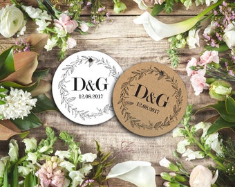 Personalized round labels, wedding labels, christening labels