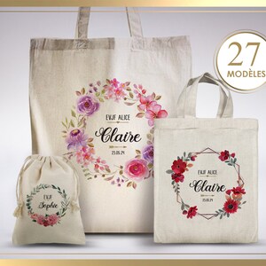 Tote bag personnalisable, tote bag témoin, tote bag demoiselle d'honneur, kit mariée, cadeau mariage, sac à personnalisé, baptême, EVJF image 7