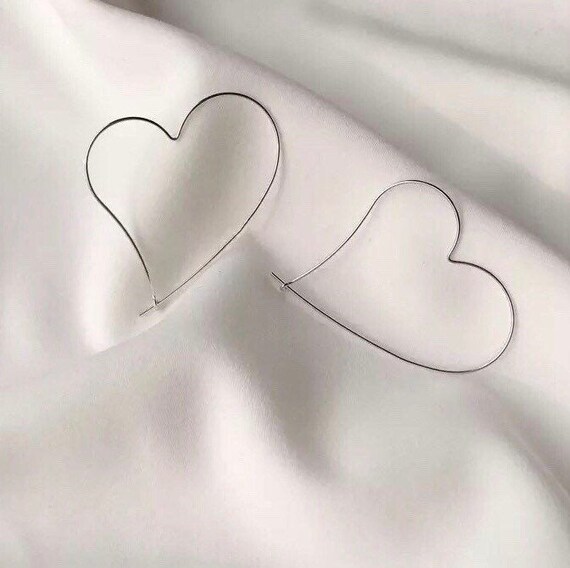 Mondayfree Jewelry Heart Shape Love Big Hoop Earrings In Etsy Mondayfree Jewelry Heart Shape Love Big Hoop Earrings In Etsy