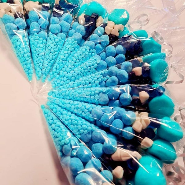 Cônes sucrés bleus, bonbons pour enfants, cadeaux de fête, anniversaires, cadeaux de fête pour enfants