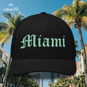 Miami Embroidery Snap Back Trucker Cap, Miami Bachelorette, Bachelor Gift, Miami Travel Gift, Miami Souvenir Gift, Miami Vacation