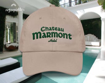 Chateau Marmont Embroidered Classic Dad Hat, Iconic Los Angeles Cap, Hollywood Hotel Keepsake, Vintage LA Travel Gift, Adjustable Dad Hat