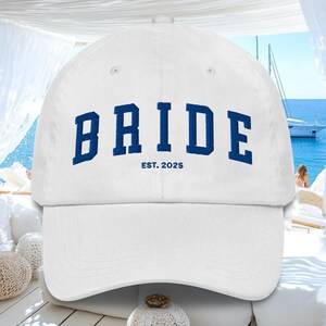 Bride Dad Hat, Embroidered Bride Cap, Honeymoon Apparel, Something Blue Bride, Wife-to-Be Gift, Newlywed Bride Gift, Travel Bride Gift