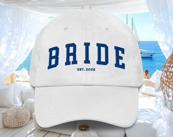 Bride Dad Hat, Embroidered Bride Cap, Honeymoon Apparel, Something Blue Bride, Wife-to-Be Gift, Newlywed Bride Gift, Travel Bride Gift