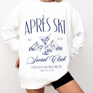 Après Ski Club Bachelorette Sweatshirt, Luxury Bachelorette Girls Trip, Bach Social Club, Bridal Party Merch, Custom Comfort Colors Crewneck