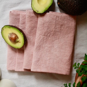Avocado natürlich gefärbt, handgenäht, Leinenservietten