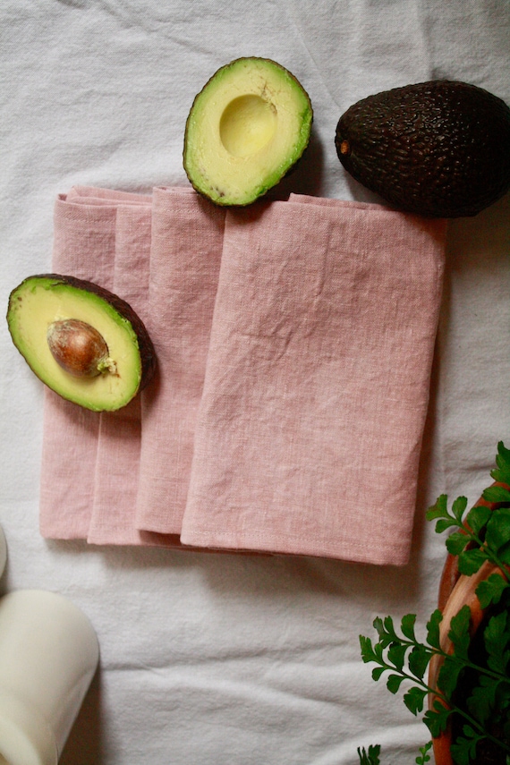 Avocado Naturally Dyed, Hand-sewn, Linen Napkins