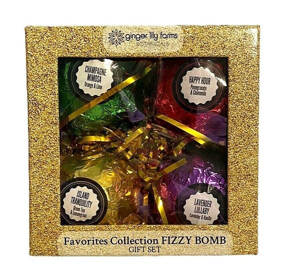 Ginger Lily Farms Botanicals Fizzy Bath Bomb 4 Piece Gift Set Etsy