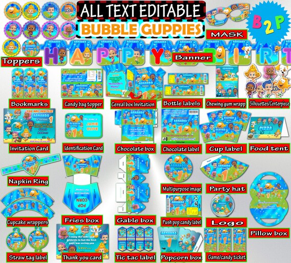 Bubble Guppies Birthday Party Kit Editable Decorations Set Etsy