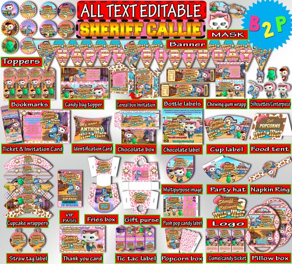 Sheriff Callie Birthday Party Kit Editable Birthday Party Etsy