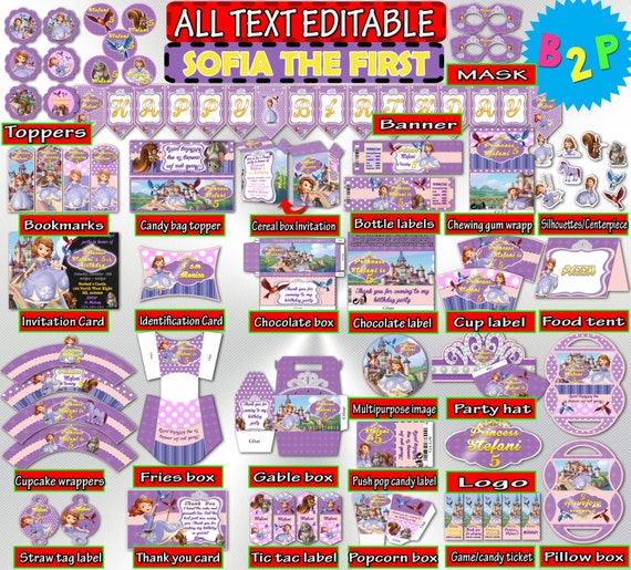 Princess Sofia Birthday Kit Princess Sofia Decorations Etsy