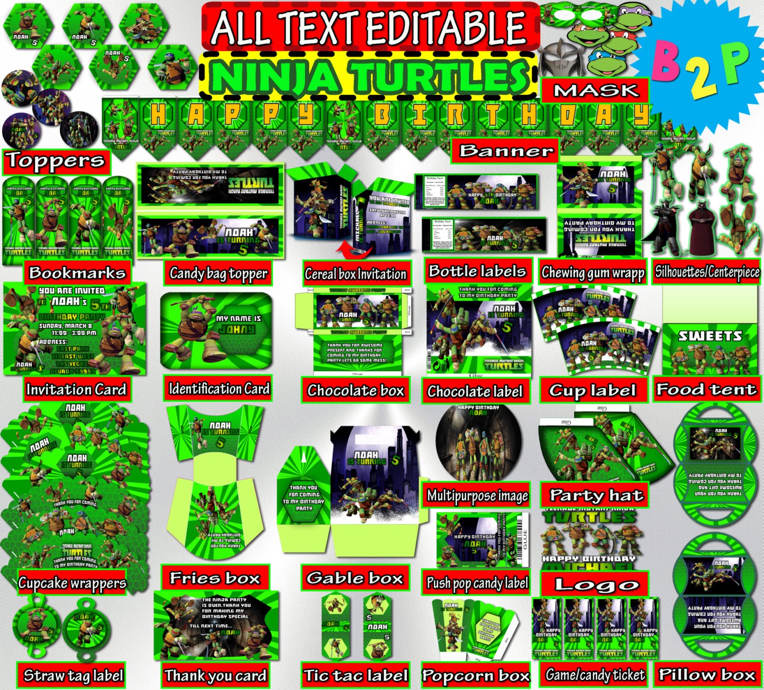 Birthday Decoration Teenage Mutant Ninja Turtles Tmnt Decor Etsy