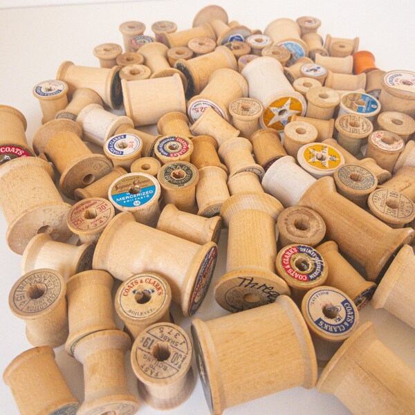 100 Wooden Spools, Antique Spools, Wood Sewing Spools, Thread, Spool, Vintage Sewing Spools, Antique Sewing