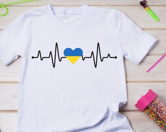 Ukrainian children&#39;s shirt, Ukrainian flag kids shirt, Ukrainian heartbeat, Ukrainian baby, Ukrainian flag shirt for kids, Ukrainian gifts