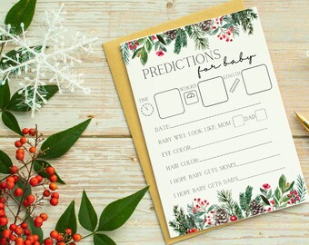 Predictions for baby shower game printable, Baby shower game printable, Baby prediction game, Fun baby shower activity, Christmas shower