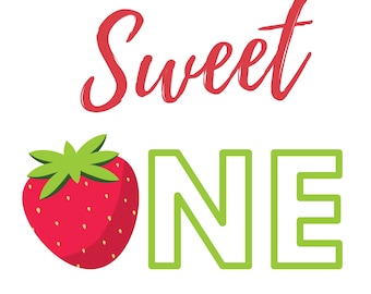 Strawberry Sweet One 1. Geburtstag SVG PNG JPG (Digitaler Download)