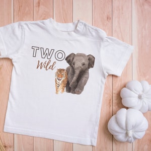 Zwei wilde t-shirt, zwei wilde t-shirt, zweite Geburtstags-t-shirt, Tier-Geburtstags-T-Shirt, zwei Jahre alt, 2.