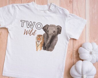Camiseta de cumpleaños para dos niños, camiseta de animales, conjunto para el segundo cumpleaños