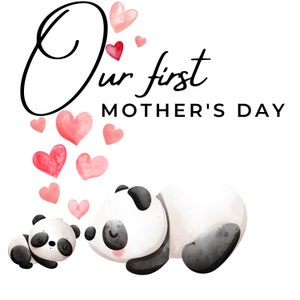 La nostra prima festa della mamma in formato SVG, La prima festa della mamma del bambino, Panda e mamma, Sublimazione di una maglietta per la festa della mamma, Prima festa della mamma, Regalo per la mamma in formato SVG
