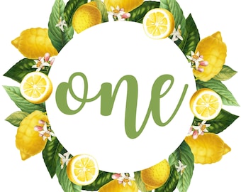 Citron premier anniversaire design, fruit « One » SVG PNG JPG (numérique)