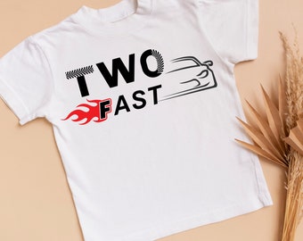 Two Fast Car Birthday Toddler Shirt, 2nd Birthday Tee
