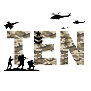 10. Geburtstag Sublimation PNG Datei Armee zehnten Geburtstag Clip Art Armee zehnten Geburtstag Clip Art Militär Geburtstag digitales Design