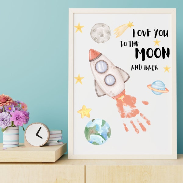 First Mothers day handprint craft, Spaceship handprint Baby handprint craft, Mothers day card, Printable mothers day craft, Mothers day gift