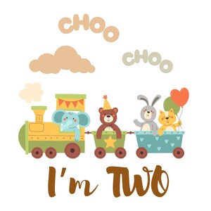 Choo choo I&#39;m two svg, Train birthday svg, Second birthday svg, 2nd birthday svg, Tshirt sublimation svg png jpg, Birthday boy outfit