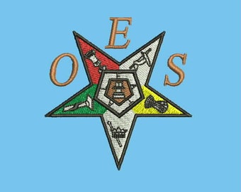 Order of the Eastern Star OES  logo DST EMB files  pdf Tajima  Embroidery machine