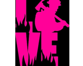 LOVE FIRE MAN desing for Emboridery machines Firefighter Dst, Pes and more