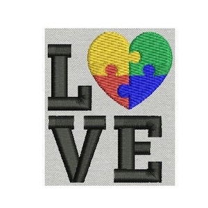 Autism Love Design DIgitizing for embroidery machines  Pes XXX dst emb sew  and pdf