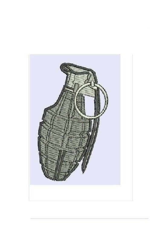 Hand Bomb Grenade Design for Embroidery Machines