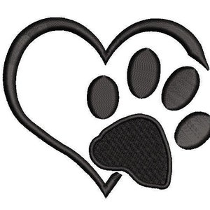Paw heart Embroidery design for Machines  pes dst sew jef vip hus xxx exp emb and pdf  (TESTED)