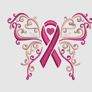 BESTSELLER Breast Cancer butterfly logo for embroidery machines