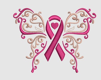 BESTSELLER Breast Cancer butterfly logo for embroidery machines