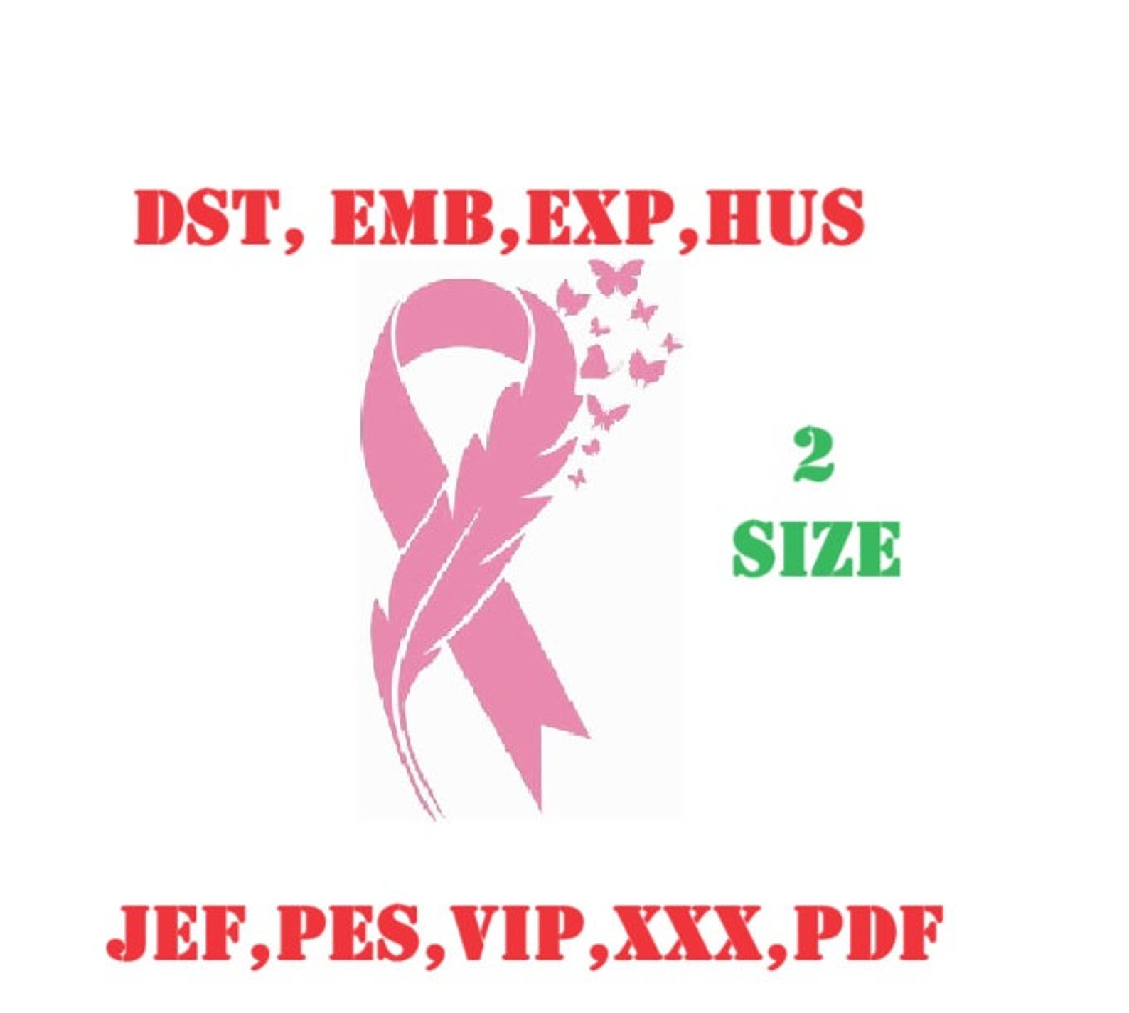 Breast Cancer Awareness Pink Ribbon Embroidery Desing Digital Files - Etsy
