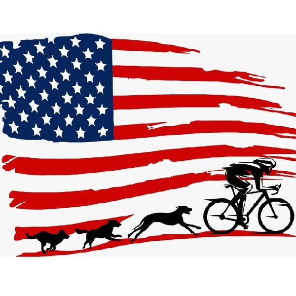 American Bicycle dogs attack  design for embroidery machines