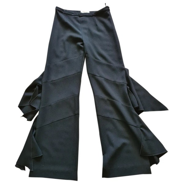 Vintage 1990s, VALENTINO* pantalon femme laine noir, M, pantalon du soir, Paris, mode couture, style cowboy, fait en Italie, pantalon chic