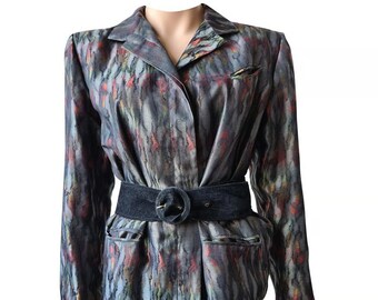 Veste Lin Noir Vintage Ventilo Années 90 Pour Femme, Taille 38, Manches 3/4 - Occasion Très Bon état, Fabrication France