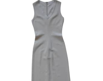Abito vintage anni '90, Azzedine Alaïa* in viscosa beige, taglia S, abito vintage di lusso, Parigi, Francia, moda haute couture, Alaïa vintage, collezione di abiti