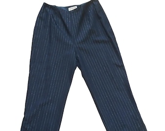 Pantaloni da donna vintage anni '90, THIERRY MUGLER*, in lana blu navy, taglia M, pantaloni vintage Mugler, moda donna di lusso, Mugler anni '90, haute couture parigina