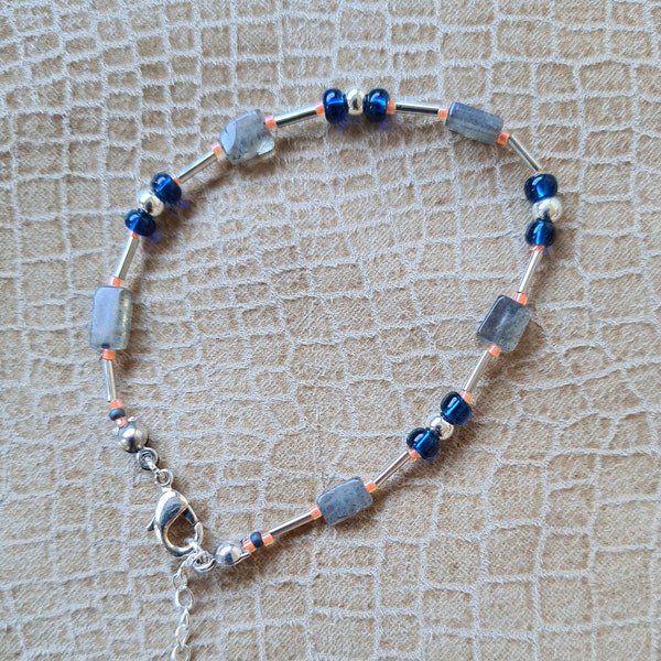 BRACELET labradorite femme et perles de rocaille, bracelet boho, couleurs pop, bracelet pierres naturelles, bijoux gemmes, bracelet pierres