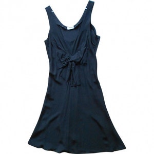 Vintage anni &#39;90, abito in seta nera SONIA RYKIEL*, S, abito da sera di lusso, Francia, Parigi, abito da cocktail anni &#39;90, tubino nero, fiocco