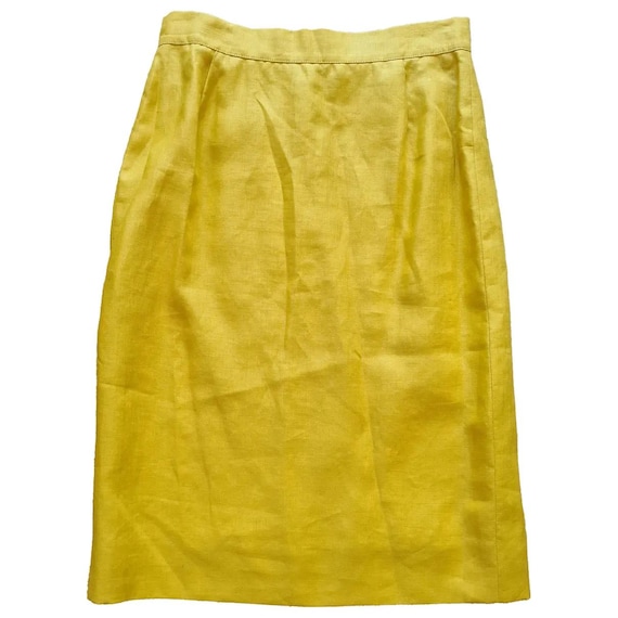 vintage Yves Saint Laurent スカート80s90s Vintage 1990s, Yves SAINT LAURENT* Yellow Linen Skirt, YSL Luxury