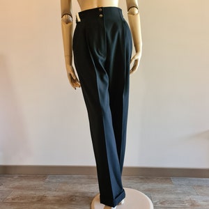 Vintage 1990s, CLAUDE MONTANA black wool pants, XS, luxury woman clothing, winter pants, warm trousers, wide wool trousers, Paris, France image 6