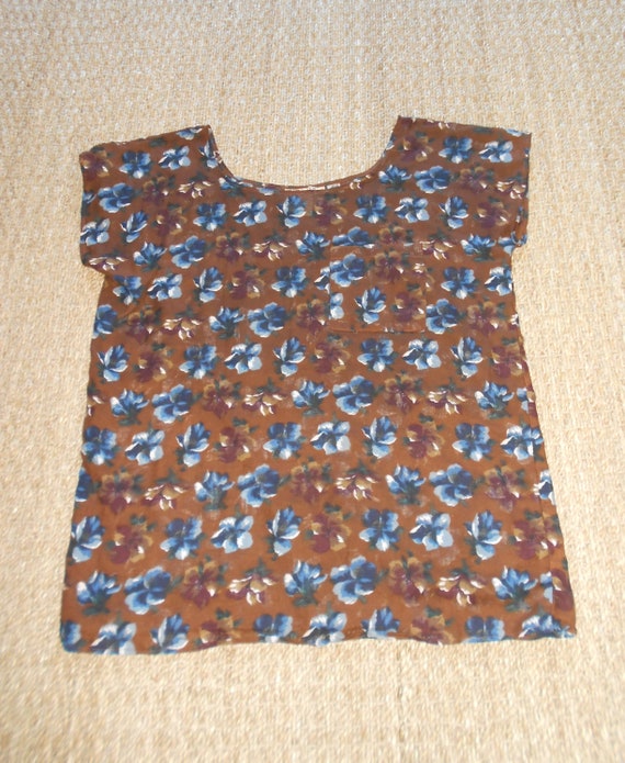 Vintage 70s, KENZO*, brown cotton blouse, M, japa… - image 2
