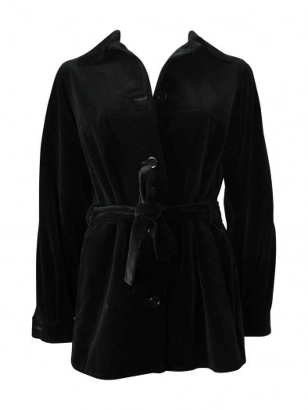 Louis Vuitton Belted Short Wrap Pea Coat, Black, 38