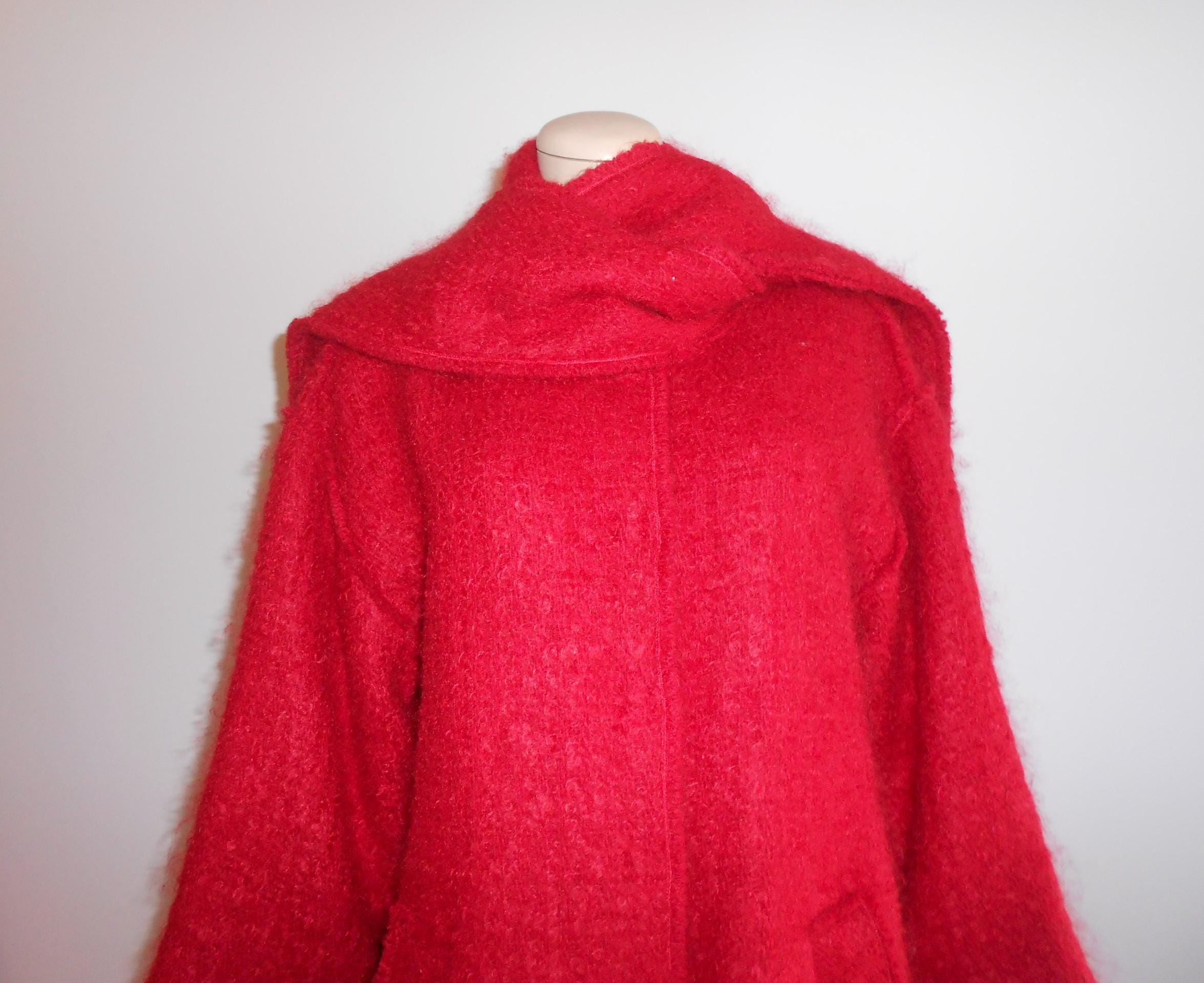 Vintage 1990s, DOLCE & GABBANA* Red Wool Coat, M, 90s Female 