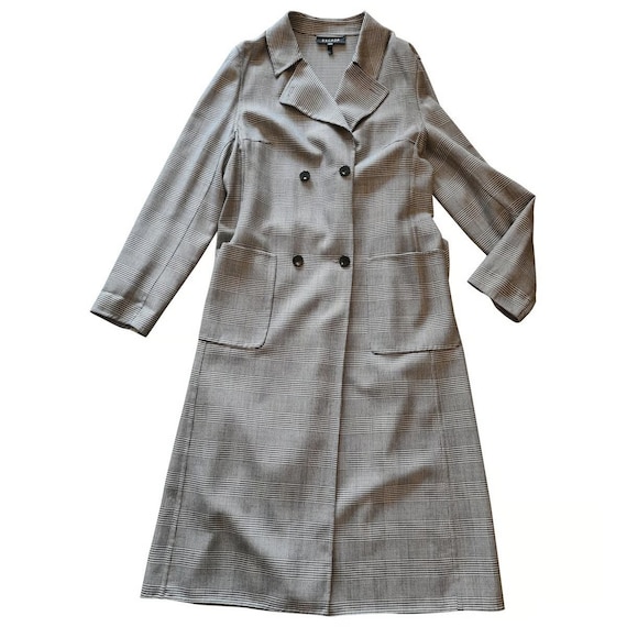 Vintage 1990s, ESCADA*, Wool and Silk Prince of Wales Coat Vintage 1990s, ESCADA*, Wool and Silk Prince of Wales Coat