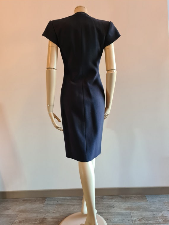 Vintage 1980s, VALENTINO* navy blue wool dress, X… - image 7